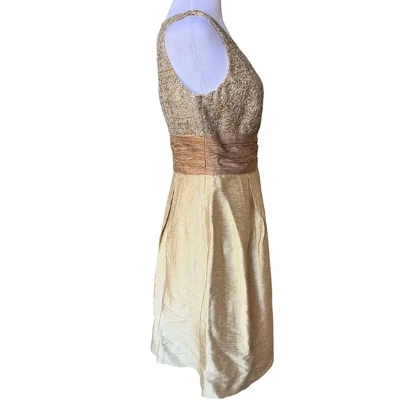 NWOT Kay Unger Sequin and Silk Mini Party Dress in Gold Size 8 - Picture 3 of 13